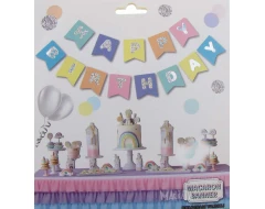Парти украса - Банер Happy Birthday в цветове макарон