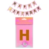 Парти украса - малък банер Happy Birthday в розов цвят