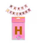 Парти украса - малък банер Happy Birthday в розов цвят Парти украса - малък банер Happy Birthday в розов цвят