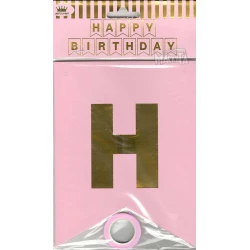 Парти украса - банер Happy Birthday в розов цвят