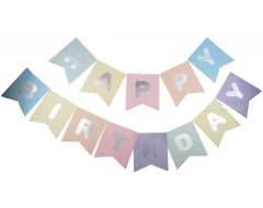 Парти украса - Банер Happy Birthday в цветове макарон
