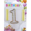 Парти свещички Birthday в цвят старо злато