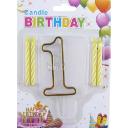 Парти свещички Birthday в цвят старо злато
