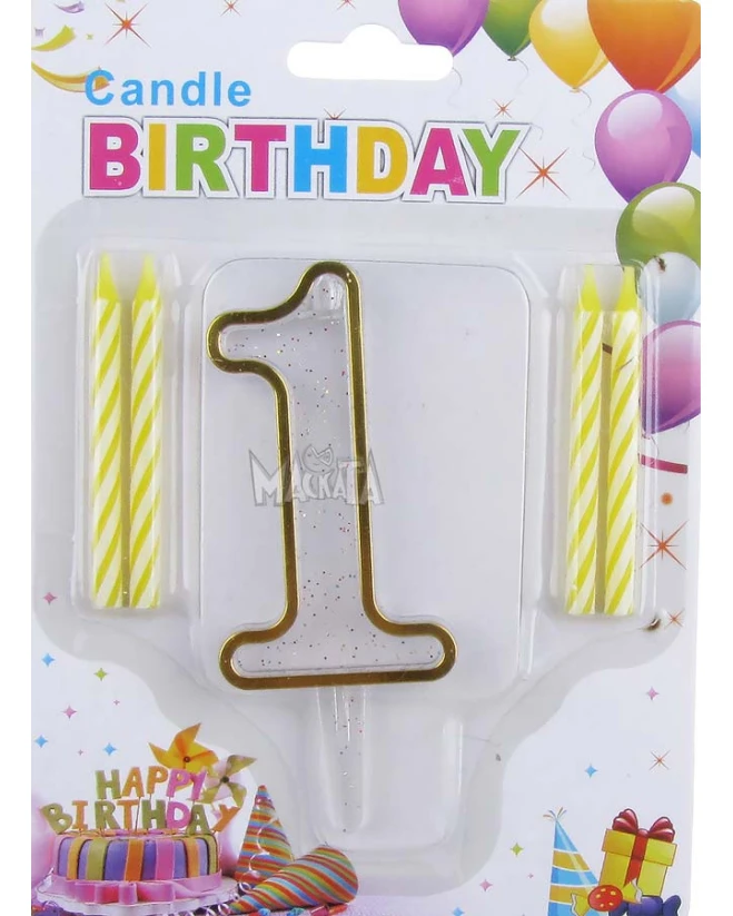 Парти свещички Birthday в цвят старо злато