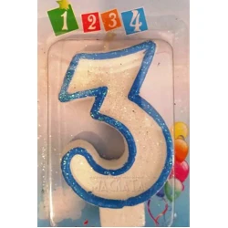 Свещичка със син контур и брокат - 3