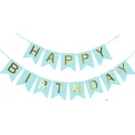 Парти украса - малък банер Happy Birthday в син цвят