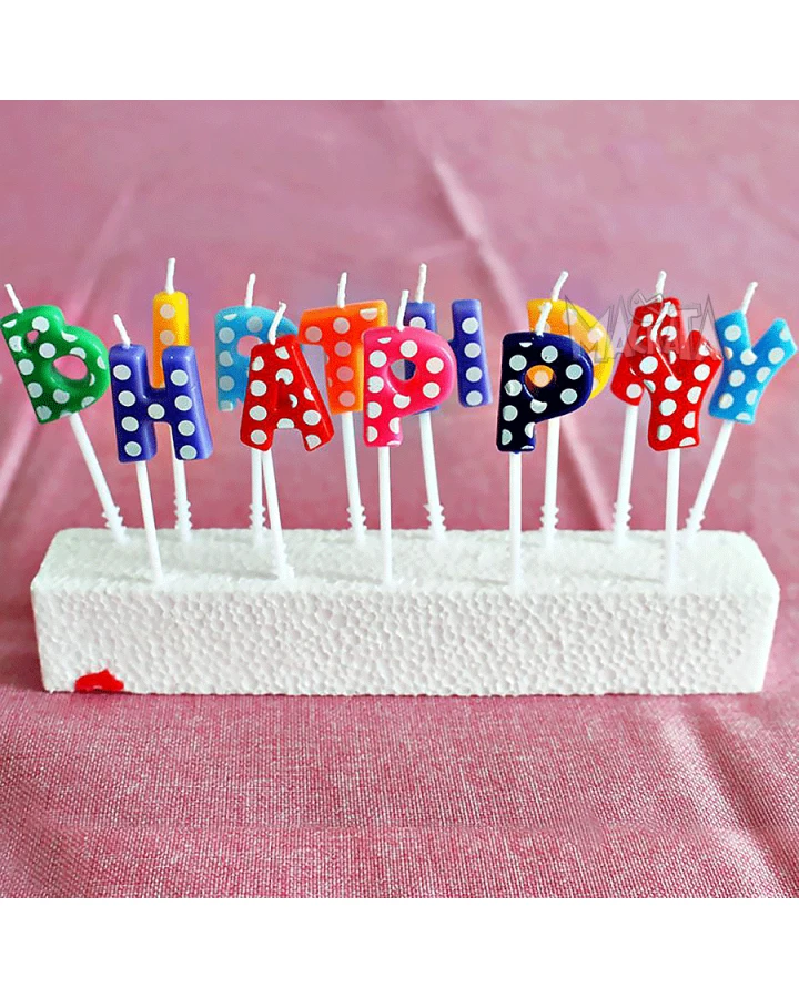 Свещи на точки за парти - комплект "Happy Birthday"