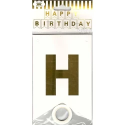 Парти украса - банер Happy Birthday в бял цвят