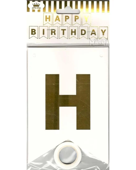 Парти украса - банер Happy Birthday в бял цвят