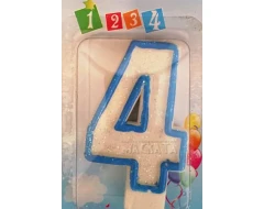 Свещичка със син контур и брокат - 4