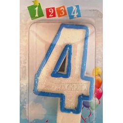 Свещичка със син контур и брокат - 4