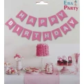 Парти украса - Банер Happy Birthday в цвят бебешко розово