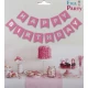 Парти украса - Банер Happy Birthday в цвят бебешко розово