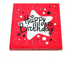 Парти салфетки - Happy Birthday в червен цвят 20бр