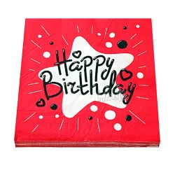 Парти салфетки - Happy Birthday в червен цвят 20бр