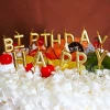 Златни свещи за парти - комплект "Happy Birthday"