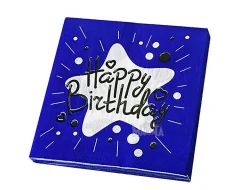 Парти салфетки - Happy Birthday в син цвят 20бр