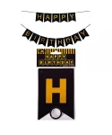 Парти украса - малък банер Happy Birthday в черен цвят Парти украса - малък банер Happy Birthday в черен цвят