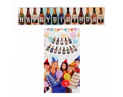 Парти банер Happy Birthday с бирени бутилки