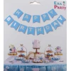 Парти украса - Банер Happy Birthday в цвят бебешко синьо