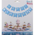 Парти украса - Банер Happy Birthday в цвят бебешко синьо