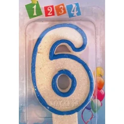 Свещичка със син контур и брокат - 6