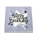 Парти салфетки - Happy Birthday в сребърен цвят 20бр Парти салфетки - Happy Birthday в сребърен цвят 20бр