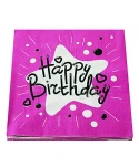 Парти салфетки - Happy Birthday в цвят циклама 20бр Парти салфетки - Happy Birthday в цвят циклама 20бр