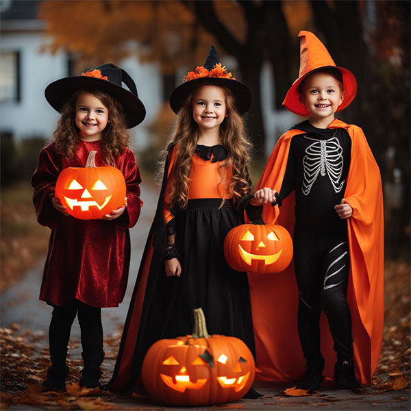 Деца облечени в Хелоуин костюми